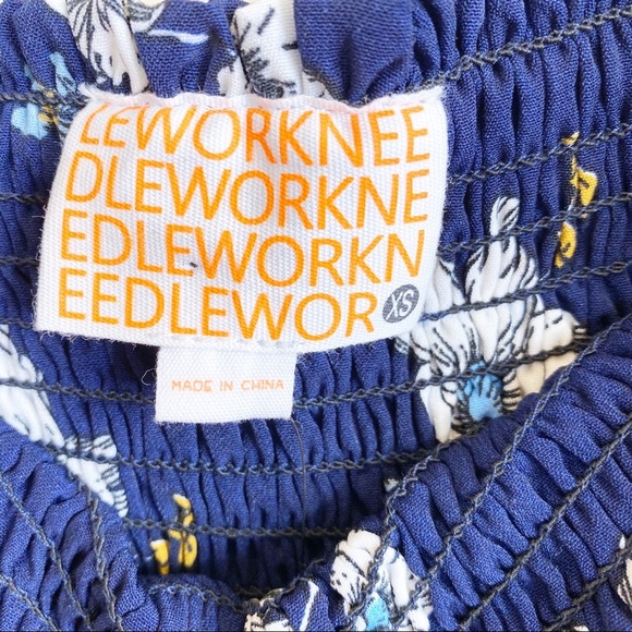 Needlework strapless floral smocked pant jumpsuit - Picture 4 of 6